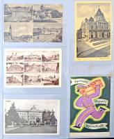 kb 280 férőhelyes nagy modern képeslap album műanyag lapokkal, gyűrűs borítóval, csaknem tele főleg ...