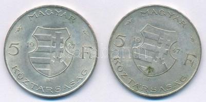 1947. 5Ft Ag "Kossuth" (2x) T:2- patina Adamo F8.1