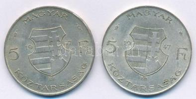 1947. 5Ft Ag "Kossuth" (2x) T:2- Adamo F8.1