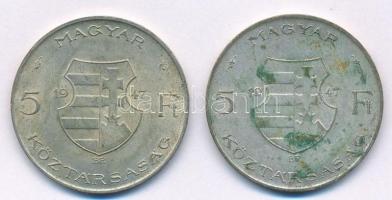 1947. 5Ft Ag "Kossuth" (2x) T:3 patina Adamo F8.1