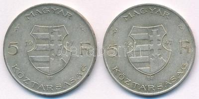 1947. 5Ft Ag "Kossuth" (2x) T:2 Adamo F8.1