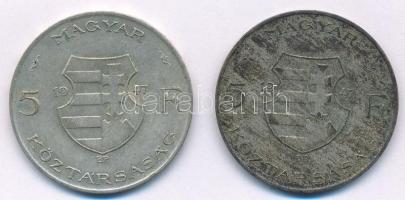 1947. 5Ft Ag "Kossuth" (2x) T:3 egyiken erős szennyeződés, kis ph. Adamo F8.1
