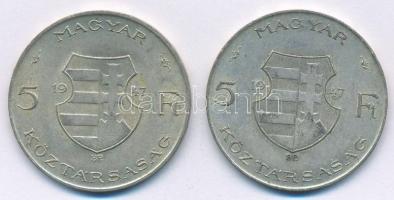 1947. 5Ft Ag "Kossuth" (2x) T:2- Adamo F8.1