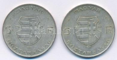 1947. 5Ft Ag "Kossuth" (2x) T:2- Adamo F8.1
