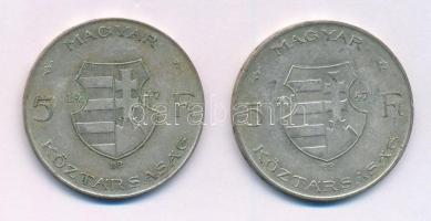 1947. 5Ft Ag "Kossuth" (2x) T:2- kis patina Adamo F8.1