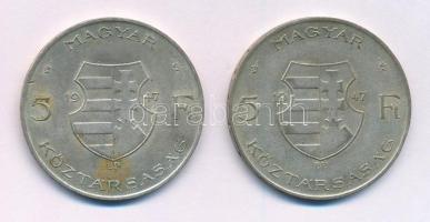 1947. 5Ft Ag "Kossuth" (2x) T:2- kis szennyeződés Adamo F8.1