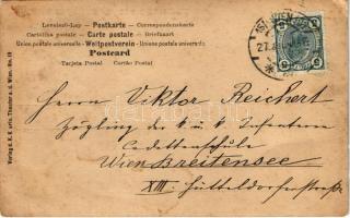 Alexander Girardi auf seinem Motocycle. Verlag d. K.K. priv. Theater a.d. Wien Np. 19. / Alexander G...