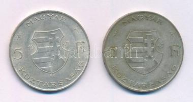 1947. 5Ft Ag "Kossuth" (2x) T:2,2- kis patina Adamo F8.1