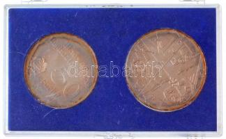 1974. 50Ft Ag "50 éves az MNB" + 100Ft Ag "50 éves az MNB" plasztik tokban T:1 p...