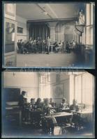 cca 1910 4 db gyermekfoglalkoztatási és zenei témájú fotó, 12,5x17,5 cm és 13,5x18 cm közötti mérete...
