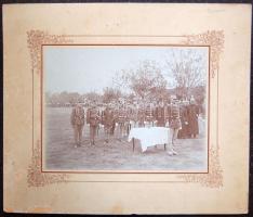 cca 1900 Katonák Zimonyban ünnepségen keményhátú fotó / k.u.k soldiers in Semlin on celebration photo 36x30cm