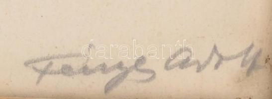 Fényes Adolf (1867-1945): Falurészlet. Színezett litográfia, karton, jelzett, üvegezett fa keretben,...