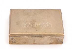 Ezüst(Ag) dobozka, fa betéttel, jelzett, 11,5×8×3 cm, bruttó: 176,8 g