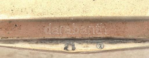 Ezüst(Ag) dobozka, fa betéttel, jelzett, 11,5×8×3 cm, bruttó: 176,8 g