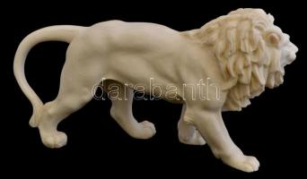 Oroszlán kisplasztika, alabástrom, javított, h: 25 cm, m: 13 cm