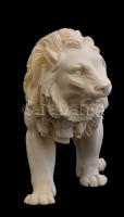 Oroszlán kisplasztika, alabástrom, javított, h: 25 cm, m: 13 cm