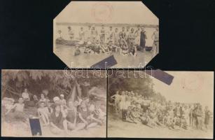 cca 1913 6 db strandolós, evezős témájú fotólap, az Amatőr Gyűjtők És Sportolók Egyesülete bélyegzés...