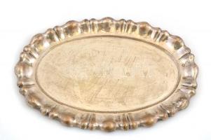 Ezüst(Ag) hólyagos peremű tálca, jelzett, 26×18 cm, nettó: 182,6 g
