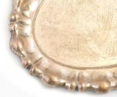 Ezüst(Ag) hólyagos peremű tálca, jelzett, 26×18 cm, nettó: 182,6 g