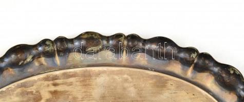 Ezüst(Ag) hólyagos peremű tálca, jelzett, 26×18 cm, nettó: 182,6 g