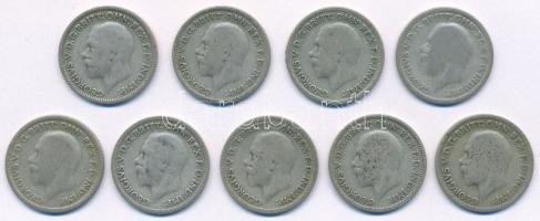 Nagy-Britannia 1928-1936. 6p Ag "V. György" (9xklf) T:2- Great Britain 1928-1936. 6 Pence ...