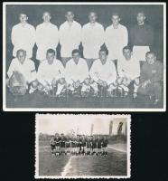 2 db labdarúgással kapcsolatos fotó és fotólap: Union Luxembourg, 1962-63, fotólap + 1939, Jászberény gimnázium válogatott fotó, hátoldalán feliratozott a csapattagok neveivel, 5,5x8,5 cm
