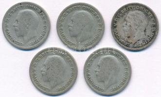 Nagy-Britannia 1933-1934. 6p Ag V. György (5x) T:2-,3 Great Britain 1933-1934. 6 Pence Ag George V (5x) C:VF,F KM# 832