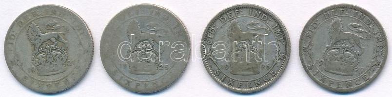 Nagy-Britannia 1921-1927. 6p Ag "V. György" (4xklf) T:3 Great Britain 1921-1927. 6 Pence A...