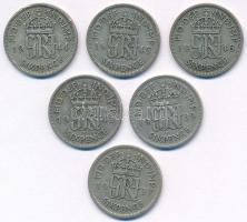 Nagy-Britannia 1937-1946. 6p Ag "VI. György" (6xklf) T:2- Great Britain 1937-1946. 6 Pence...