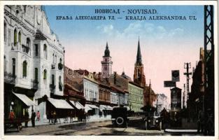 Újvidék, Novi Sad; Kralja Aleksandra ul. / street, automobiles / utca és autók