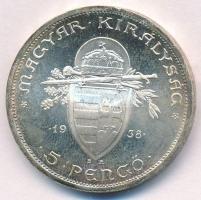1938. 5P Ag "Szent István" T:1- kis patina Adamo P8.1