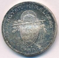 1938. 5P Ag "Szent István" T:1- kis patina Adamo P8.1