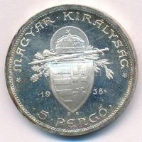 1938. 5P Ag "Szent István" T:1- kis patina Adamo P8.1