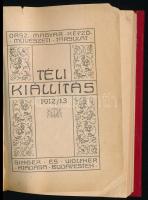 Téli Kiállitás 1912/1913. Budapest, Országos Magyar Képzőművészeti Társulat, Singer és Wolfner, 126 p. Későbbi műbőrkötés, az eredeti papír borító bekötve. Eredeti borítólap és azt követő két lap sarkaiban hiányos. Néhány kevés lapon ceruzás és tollas firkával.