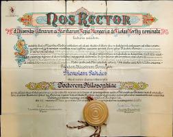 cca 1920-1944 3 db nagyméretű dekoratív oklevél