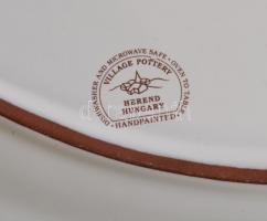 Herendi jelzésű madaras kerámia tál. Kézzel festett, kopásnyomokkal. 23,5x32,5 cm