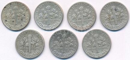 Amerikai Egyesült Államok 1946. 1d Ag "Roosevelt" (5x) + 1946D 1d Ag "Roosevelt"...