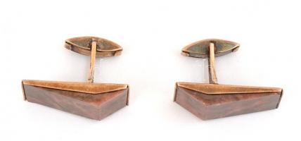 Aranyozott ezüst(Ag) mandzsetta gomb pár, enyhén sérült kövekkel, szovjet jelzéssel, bruttó: 18,8 g