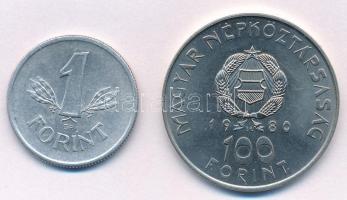 1949. 1Ft Al "Rákosi-címer" + 1980. 100Ft Cu-Ni "Szovjet-magyar közös űrrepülés"...