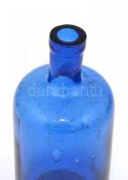 Kék vegyszeres üveg, kopottas állapotban, m: 20 cm