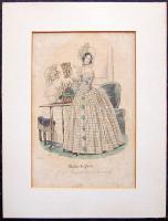 cca 1900 Francia divat metszet paszpartuban 22x30cm