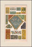 cca 1898 Ékítmények III. (Renaissance.), Pallas Nagy Lexikon színes illusztrációja, litográfia, paszpartuban, 22x14 cm