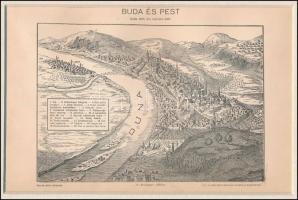 cca 1898 Buda és Pest Buda 1684. évi ostroma alatt, Pallas Nagy Lexikon illusztrációja, paszpartuban...