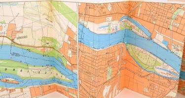 1986 A Duna vízisport-térképe Esztergomtól Dunaújvárosig 1719-1580 fkm-ig, kiadja: Cartographia, 492...