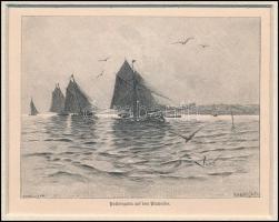 cca 1900 Morelli Gusztáv (1848-1909): Jachtregatta auf dem Plattensee, balatoni vitorlásverseny, a h...