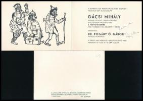 Gácsi Mihály és Szász Endre kiállítási meghívója, egyiken Gácsi Mihály és Dr. Pogány Ö. Gábor aláírá...
