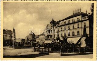 Nagyvárad, Oradea; Piata Regina Maria / Mária királyné tér, M. Neumann üzlete / square, street view, shops + 1940 Nagyvárad visszatért So. Stpl.