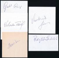 Gedó György, Wichmann Tamás, Temes Judit, Martinek János, Rejtő aláírása papírlapokon (5 db)