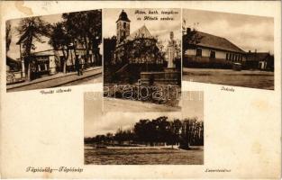 1939 Tápiósüly-Tápiósáp (Sülysáp), vasútállomás, Római katolikus templom, Hősök szobra, iskola, Leventetábor (fl)