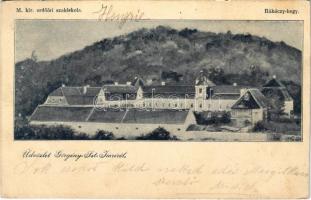 1900 Görgényszentimre, Gurghiu; M. kir. erdőőri szakiskola (Rákóczi-Bornemissza kastély), Rákóczi hegy  / forestry, forest guard school, castle, mountain (vágott / cut)